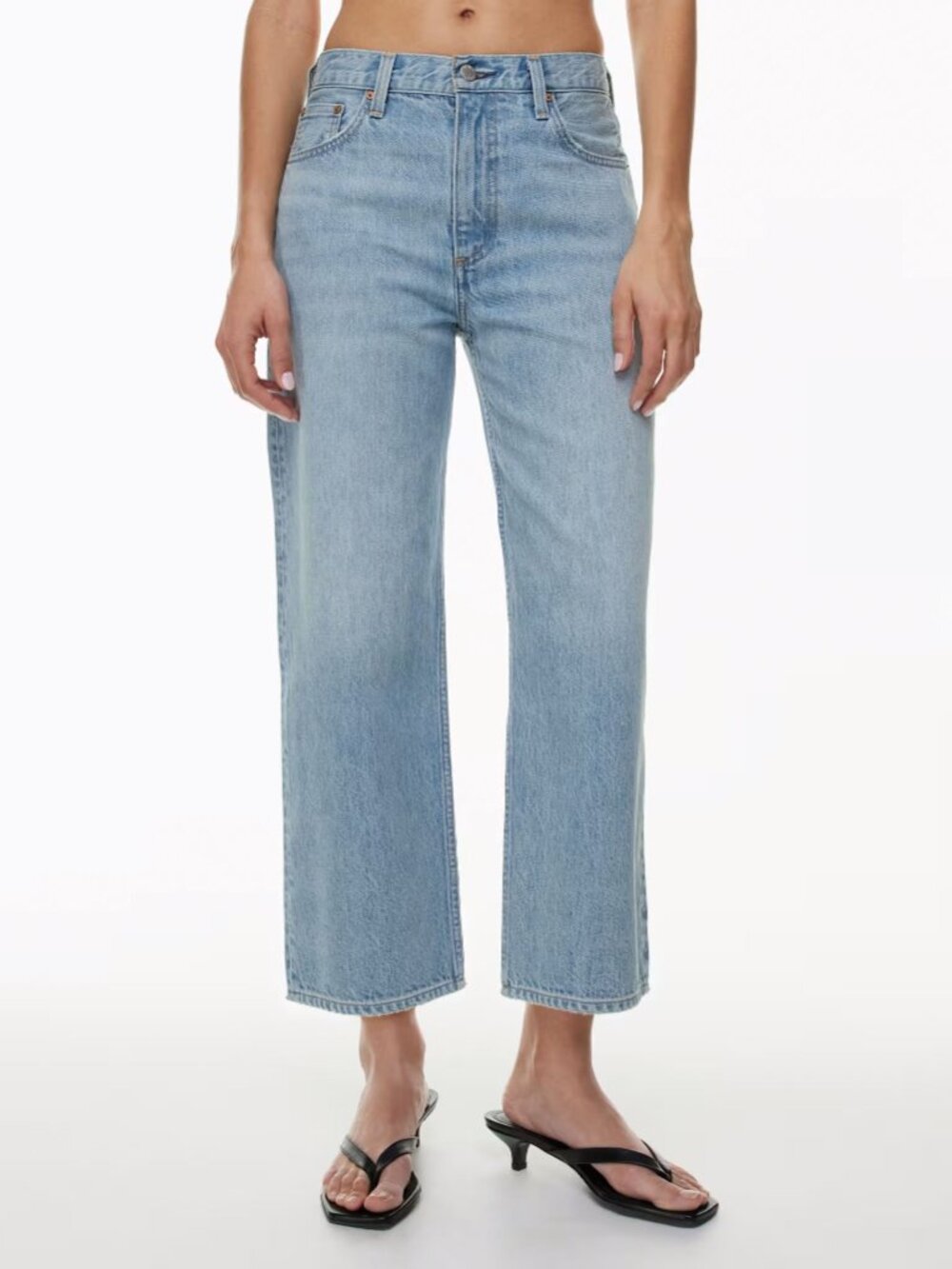 Denim Forum Womens The 90s Iggy Low Rise Cropped Straight Jeans Blue Size 27